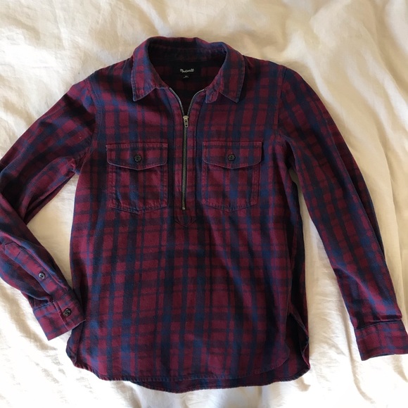 Madewell Half Zip Flannel - Picture 1 of 4